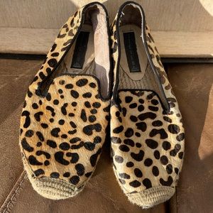 Leopard print leather espadrilles
